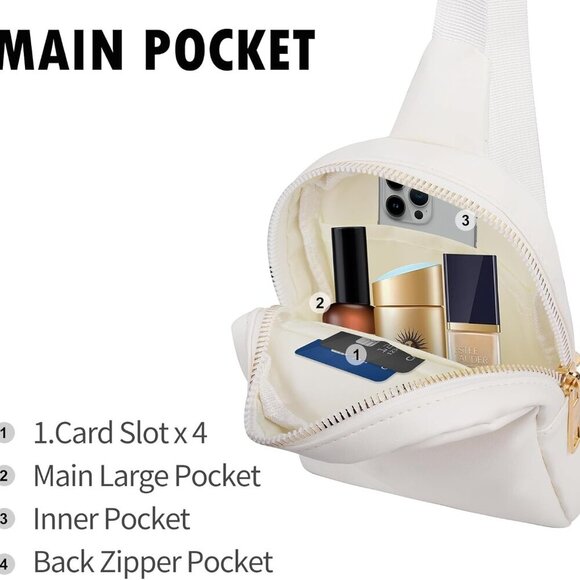 Sling Bag Crossbody Bag For Women and Men Small Leather Cross Body bag with Ajus - Picture 4 of 6